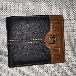 Imperial Horse Brown Tan Color Block Bifold Leather Wallet